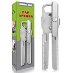 Can Opener High End Stainless Steel Manual Can Opener Oversized Easy Turn Knob Sharp Cutting Wheel Good Grips with Built-in Bottle Opener