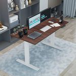 JIN OFFICE Electric Height Adjustable Table | Dual Motor Desk 3-Stage | 125KG Wt. Cap with 3 Memory Presets | Electric Heigth Adjustable Table (Walnut Brown 1500 x 750 mm Table top)