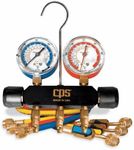 CPS Products MBHP5E Black Max Professional A/C Manifold Set, 5' Valve Hoses; psi and F Gauges