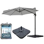 Jarder Milan Parasol Set - 3m Cantilever Garden Parasol Umbrella with Base & Cover | 360° Rotation (Grey)