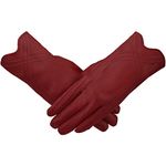 Leather Gloves for Women – Winter Touchscreen Texting Warm Fleece Lined Driving Handmade Gloves by Nappaglo (Medium, Wine Red (Touchscreen))