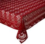 Amazon Brand - Solimo Cotton Blend Table Cover for Centre Table and 4 Seater Dining Table (Halo, Maroon)(Rectangular, pack of 1)