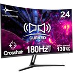 Minifire 24 Inch Curved Gaming Monitor, 180Hz, Built in Speaker, Crosshair 1ms, sRGB130%, HDR, 1500R, FreeSync, 300cd/m², FHD 1080P, Frameless, HDMI＆DP Ports, VESA Compatible, Eye Care (MFG24C1)