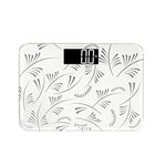 Escali T180 Portable Travel Bathroom Body Scale, LCD Digital Display, 400lb Capacity, Designer White Imprinted,White with Silver