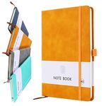 A5 Notebook, Notebook A5 Note Book Note Pad Journal Notebook A5 Notepad PU Leather Notebook for Office School Home Business Writing & Note Taking 200 Pages (100 Sheets)-Yellow