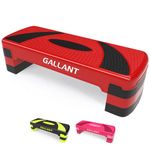 Gallant Aerobic Stepper Platform - Fitness Stepper for Workout Home Gym Equipment - Perfect for Cardio Aerobic and Yoga Weights - 3x Adjustable Height Level 10cm, 15cm & 20cm Removeable Steps (Red)