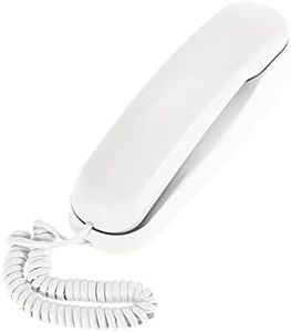 Bisofice Mini teléfono fijo con cable de escritorio teléfono fijo montado en la pared soporta las funciones mute/pausa/recordatorio para el centro de llamadas de oficina en casa, blanco