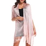 Summer Shawls and Wraps, vimate Light Pink Shimmer Metallic Shawls and Wraps for Evening Party Dresses（CA-Baby Pink)