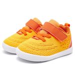 MORENDL Toddler Shoes Baby Boys & Girls Sneakers Infant Walking Sock Slippers Tennis Running Slip On Shoes Yellow Orange Tiny Feet 9 12 Months