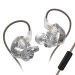 Yinyoo KZ EDX 1DD Wired in Ear Earphone with Mic, in-Ear Headphone Wired with New 10mm Composite Magnetic Dynamic Driver HiFi Headset with Detachable 2 Pin 0.75MM Cable (Clear Grey, with mic)