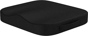 Portable Seat Cushion for Office Soft Memory Foam Seat Cushion Non Slip Bottom with Carry Handle,Washable Cover，Comfortable Coccyx Cushion for Home Office Chair Pad，Car Seat, Wheelchair (Black)