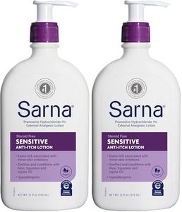 Sarna Sensitive Anti-Itch Lotion, Steroid-Free, Fragrance-Free, Vegan, Hypoallergenic, National Eczema Association Accepted, 1% Pramoxine Hydrochloride, 12 oz (Pack of 2)