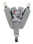 Baby/Childrens Elasticated Clip on Braces/Suspenders with Teddy Bear Design - Light Grey