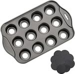 Tosnail 12 Cavity Mini Cheesecake Pan with 24 Pieces Removable Bottom