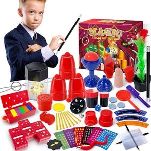 Heyzeibo Kit de Magie pour Les Enfants, Set de Magie avec des Tours de Magie Améliorés, Baguette Magique, Instructions, Jouets de Magicien pour Les Garçons et Les Filles, Débutants