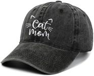 XYIYI Vintage Baseball Cap Adjustable Distressed Washed Baseball Cap for Men and Women, Cat Mom Black, One size