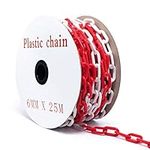 82 Foot Plastic Chain Safety Barrier Plastic Links UV Protected Chain Reel Caution Security Chain for Crowd Control Queue Line Door Driveway Construction Site Garage Industrial Kids Safety Blocker