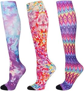 LEVSOX Compression Socks Women and Men, 20-30mmHg, Best for Nurses, Travel, Pregnancy, 3 Pairs Printing