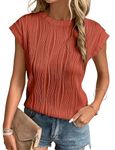 Gemulate Ladies Round Neck Blouses Short Sleeve Summer Tunic Tops Popular Womens Clothes Going Out Outfits t-Shirts Orange XXL