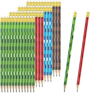 48 Pieces Minecraft Pencils Pixel Pencils Fun Pencils Miner Themed Multicolor Pencils Video Game Themed Party Favor Mine Pixel Craft Mosaic Pencils for Classroom Rewards Minecraft Pencils (Simple)