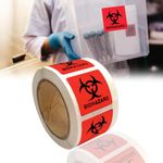 Biohazard Danger Safety Warning Label - 1"x1" Waterproof Self Adhesive Decal Sign Sticker, High Temp Resistance, Long Lasting (250 Pcs/Roll) (250)