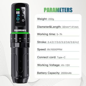 Dragonhawk L3 Cordless Tattoo Kit – Wireless Rotary Machine Set