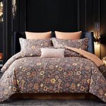 Cupocupa King Size Comforter Set; Bed in A Bag 7 Pieces Comforter Sets; Ultra-Soft Lightweight King Comforter; Floral Bedding Set for All Seasons (King (7 Piece Bed in a Bag), Brown)