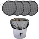 MOPHOEXII Mesh Cover for Rain Barrels,Rain Barrels Screen Water Bucket Covers with Drawstring,Rain Barrel Net Cover to Keep Leaves and Debris Out Rain Collection,Black 4 Pack