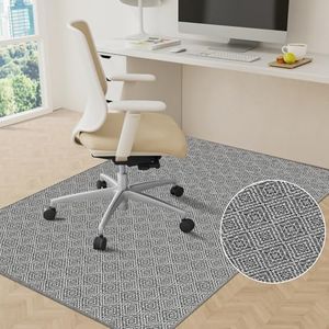 KMAT Office Chair Mat, 36x48in Heavy Duty Hardwood/Tile Floor Protector, Floor Mat Computer Desk Mat for Rolling Chairs, Work, Study, Office, Grey