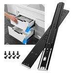 SHUHANG Push to Open Drawer Runners Cabinet Drawer Slides Heavy Duty 45 kg Load Capacity Full Extension Elastic Switching with Ball Bearing Slides 350 400 450 500 550 600 mm, Side Mount 1 Pair