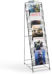 Safco Onyx Floor Rack, Ladder Magazine Rack with 5 Pockets, Commercial-Grade Steel Construction