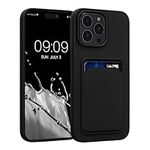 kwmobile Case Compatible with Apple iPhone 14 Pro Max Case - TPU Phone Cover with Credit Card Holder - Black