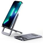 Cell Phone Stand, JSAUX Foldable Aluminum Adjustable Phone Holder for Desk Portable Travel Holder Office Desk Accessories Compatible for iPhone 15 14 13 12 11 Pro Max X Samsung S22 S21 A53 Switch Grey