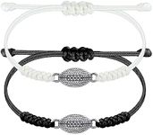 SmileBelle Football Bracelets Game Day Football Gifts Accessories 2 PCS Adjustable Braided Rugby Bracelets Football Stuff as College Birthday Gifts for Football Players Fans