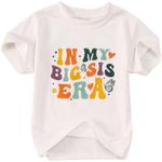 KEKEMI Toddler Girl Big Sis Era Graphic Shirt Baby Girl Big Sister T-Shirt Short Sleeve Big Sis Tee Tops Cute Summer Outfit, White, 2-3 Years