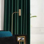 MYRU 1 Pair Nordic Velvet Curtains Eyelet Dark Green Luxury Blackout Curtains for Bedroom and Living Room (Dark Green, 2 x 66x84 Inch)