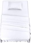 Utopia Bedding 3 Piece Bed Sheet Set Single, White – Fitted Sheet, Flat Sheet with 1 Pillow Case 50x75 – Wrinkle, Shrinkage and Fade Resistant – Soft Brushed Polyester Microfiber Fabric