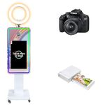 WideMeet Mirror Photo Booth with 21.5 Inch LCD Touch Screen Portable Magic Mirror Shell Stand Selfie Photo Booth for Wedding Party Event Rental (White Machine, photo booth machine full set)