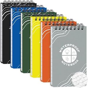 Thboxes 6 Pack Weatherproof Pocket Notebook, 5" x 3" Top-Spiral Weatherproof All Weather Notepad for Office School Police Outdoor Recording Steno Note Pads