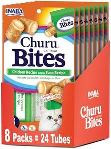 Inaba Churu Bites for Cats, Soft Baked Chicken Churu Filled Cat Treats with Vitamin E, 0.35 Ounces Each Tube, 24 Tubes Total (3 per Pack), Tuna Recipe