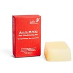 Rustic Art Organic Amla Methi Hair Conditioning Bar | Soft, Tangle Free & Glossy Hair | Reduces frizz and dryness | Sulphate, Sillicone & Soap Free | 60g