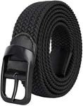 Drizzte Plus Size Mens Belt 140CM Casual Elastic Black Braided Stretchy Fabric Web Belts