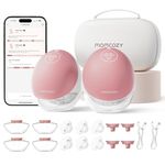 Momcozy Hands Free Breast Pump Mobile Flow | M9 Upgrade, Electric & App Control, Personalized Multi-Modes & 15 Levels, Wearable Pump Breastfeeding, 24mm (Cozy Red, 2 Count)