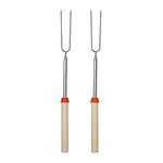 2 Pcs Telescoping Hot Dog Forks Stainless Steel Skewers Marshmallow Roasting Stick for Campfire, Camping Stove