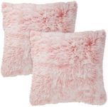 Juvale Blush Pink Faux Fur Throw Pillow Covers, Fuzzy Home Decor (18 x 18 Inches, 2 Pack)