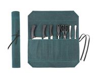 Denifiter Heavy Duty Waxed Canvas Chef Knife Storage Roll Bag With 7 Slots, Waterproof And Durable (Dark Green)