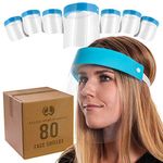 Salon World Safety 80 Face Shields (20 Packs of 4) - Ultra Clear Protective Full Face Shields to Protect Eyes, Nose and Mouth - Anti-Fog PET Plastic, Elastic Headband - Sanitary Droplet Splash G