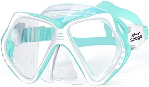 Seago Kids Swim Goggles with Nose Cover Snorkel Mask Scuba Diving Swim Mask Anti-Fog Tempered Glass, Panoramic Clear View Silicone Seal Snorkeling Gear Swimming Goggles for Kids 6-14 Boys Girls Youth