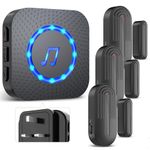 SANJIE Wireless Door Alarm Sensor Chime for Home Business Shop Office When Entering,Shop Entry Alarm, 500FT Long Range,55 Ringtones 5 Volume Level,1 UK Plug in Receivers 3 Sensor,Black