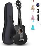 Mike Music HM-21BU Soprano Ukulele Bundle with Bag,Strap, Capo,Extra Strings ,Picks(21 inch, Black)